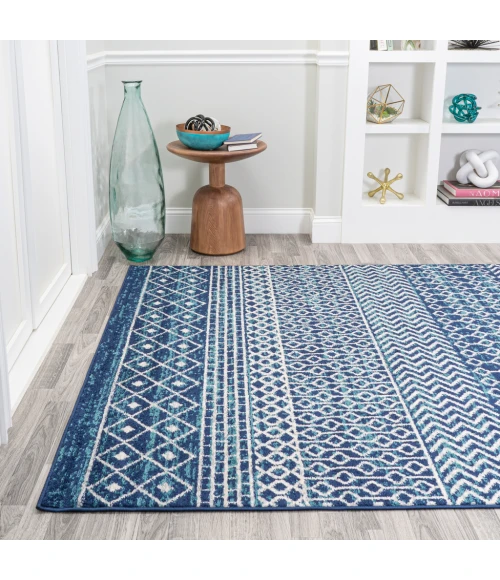 Arta Moroccan Vintage Geometric Rug Navy/Cream 4 ft. x 6 ft. Area Rug
