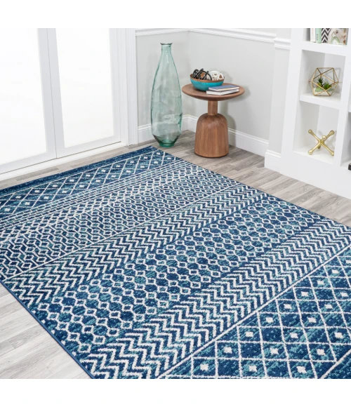Arta Moroccan Vintage Geometric Rug Navy/Cream 4 ft. x 6 ft. Area Rug