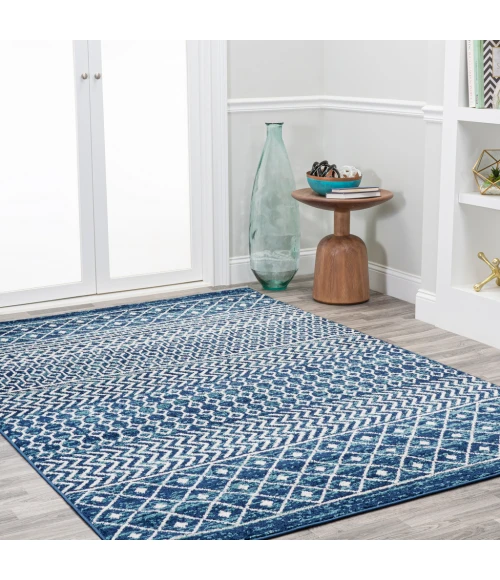 Arta Moroccan Vintage Geometric Rug Navy/Cream 4 ft. x 6 ft. Area Rug