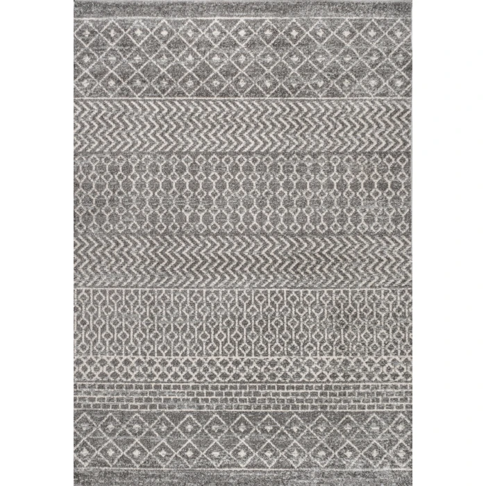 Arta Moroccan Modern Geometric Rug Gray/Cream 3 ft. x 5 ft. Area Rug