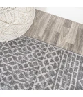 Arta Moroccan Modern Geometric Rug Gray/Cream 2 ft. x 8 ft. Runner Rug