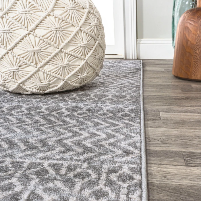 Arta Moroccan Modern Geometric Rug Gray/Cream 3 ft. x 5 ft. Area Rug