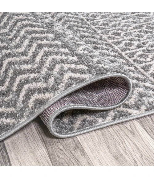 Arta Moroccan Modern Geometric Rug Gray/Cream 2 ft. x 8 ft. Runner Rug