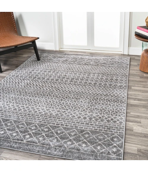 Arta Moroccan Modern Geometric Rug Gray/Cream 4 ft. x 6 ft. Area Rug