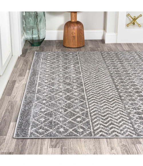 Arta Moroccan Modern Geometric Rug Gray/Cream 4 ft. x 6 ft. Area Rug