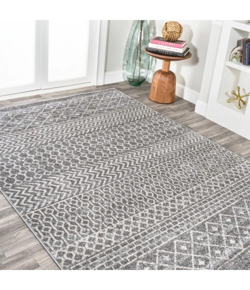 Arta Moroccan Modern Geometric Rug Gray/Cream 4 ft. x 6 ft. Area Rug