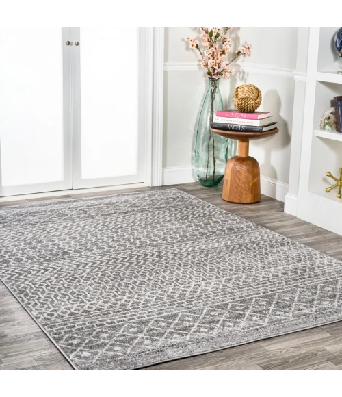 Arta Moroccan Modern Geometric Rug Gray/Cream 4 ft. x 6 ft. Area Rug