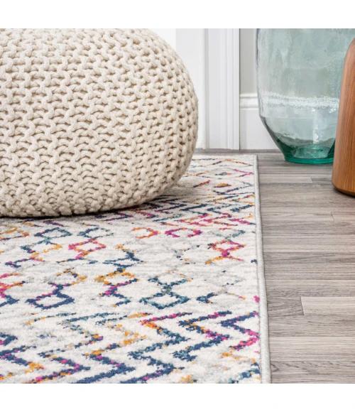 Arta Moroccan Vintage Geometric Rug Multi/Cream 2 ft. x 8 ft. Runner Rug