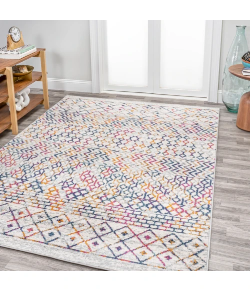 Arta Moroccan Vintage Geometric Rug Multi/Cream 3 ft. x 5 ft. Area Rug
