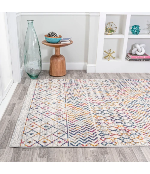 Arta Moroccan Vintage Geometric Rug Multi/Cream 3 ft. x 5 ft. Area Rug