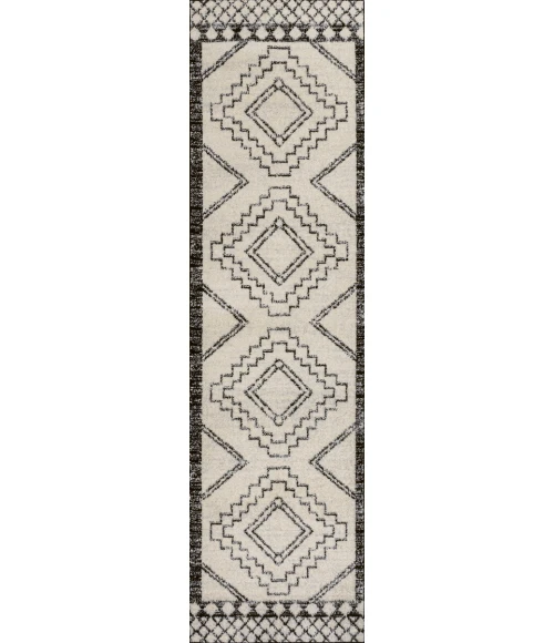Amir Moroccan Beni Souk Cream/Black 2 ft. x 8 ft. Runner Rug