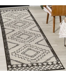Jonathany Moroccan Hype MOH200A Cream/Black Area Rug 2 ft. 3 in. X 8 ft. Runner