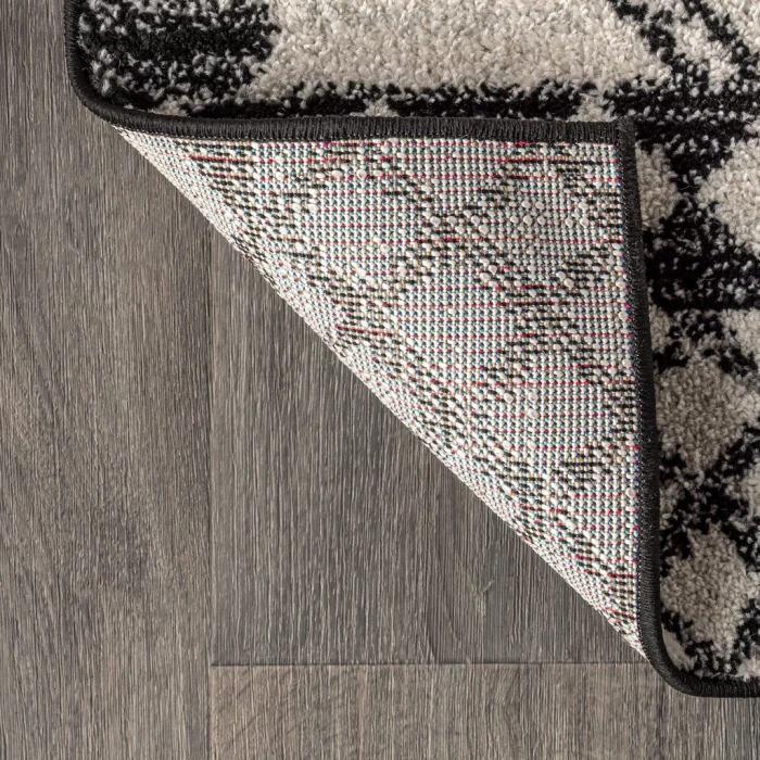 Amir Moroccan Beni Souk Cream/Black 9 ft. x 12 ft. Area Rug