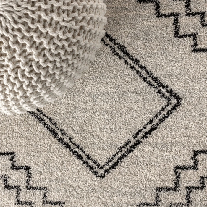 Amir Moroccan Beni Souk Cream/Black 9 ft. x 12 ft. Area Rug