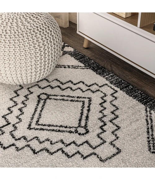 Amir Moroccan Beni Souk Cream/Black 5 ft. x 8 ft. Area Rug