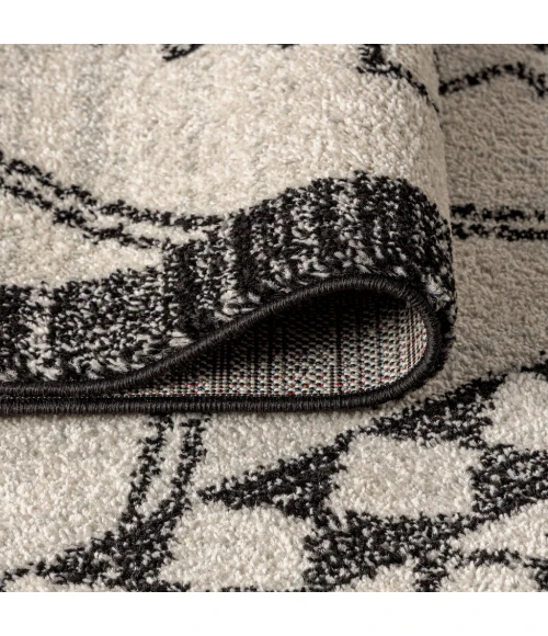 Amir Moroccan Beni Souk Cream/Black 2 ft. x 8 ft. Runner Rug