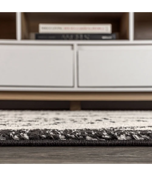 Amir Moroccan Beni Souk Cream/Black 2 ft. x 8 ft. Runner Rug