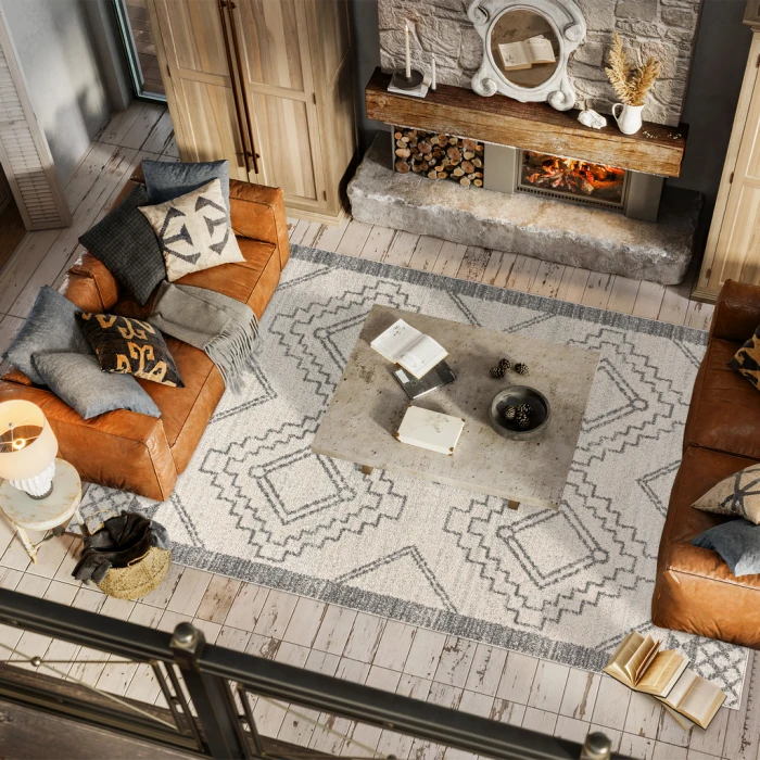 Amir Moroccan Beni Souk Cream/Gray 5 ft. x 8 ft. Area Rug