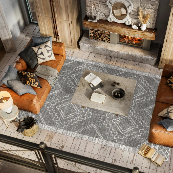 Amir Moroccan Beni Souk Gray/Cream 8 ft. x 10 ft. Area Rug