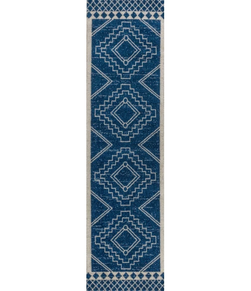 Amir Moroccan Beni Souk Navy/Ivory 2 ft. x 8 ft. Runner Rug