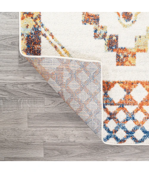 Amir Moroccan Beni Souk Ivory/Blue/Orange 5 ft. x 8 ft. Area Rug