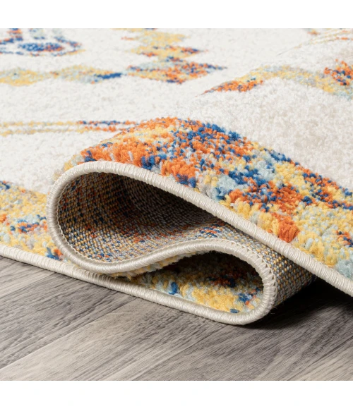 Amir Moroccan Beni Souk Ivory/Blue/Orange 2 ft. x 8 ft. Runner Rug