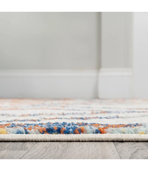 Amir Moroccan Beni Souk Ivory/Blue/Orange 2 ft. x 8 ft. Runner Rug