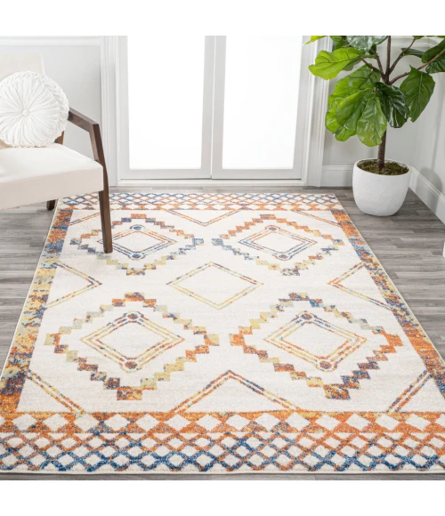 Amir Moroccan Beni Souk Ivory/Blue/Orange 5 ft. x 8 ft. Area Rug