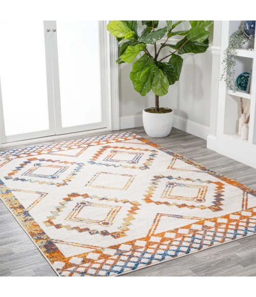 Amir Moroccan Beni Souk Ivory/Blue/Orange 5 ft. x 8 ft. Area Rug