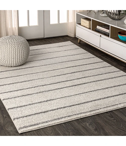 Williamsburg Minimalist Stripe Cream/Gray 3 ft. x 5 ft. Area Rug
