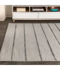 Williamsburg Minimalist Stripe Cream/Gray 3 ft. x 5 ft. Area Rug