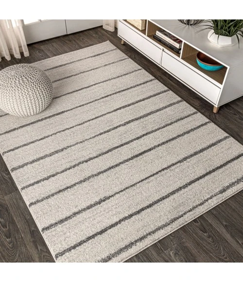 Williamsburg Minimalist Stripe Cream/Gray 3 ft. x 5 ft. Area Rug