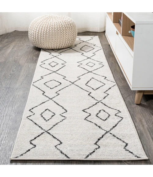 Alia Moroccan Beni Souk Cream/Black 2 ft. x 8 ft. Runner Rug
