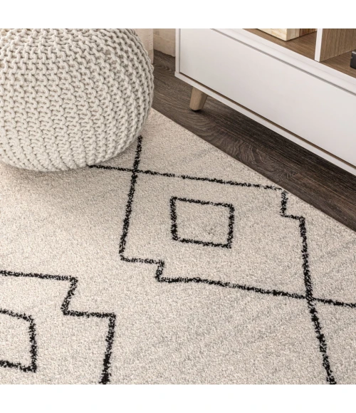 Alia Moroccan Beni Souk Cream/Black 5 ft. x 8 ft. Area Rug