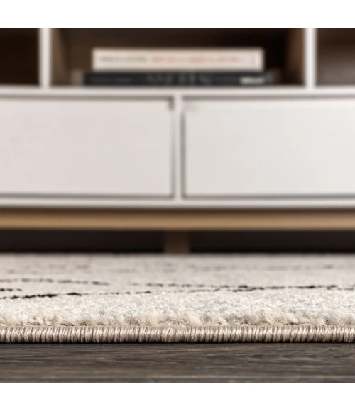 Alia Moroccan Beni Souk Cream/Black 2 ft. x 8 ft. Runner Rug