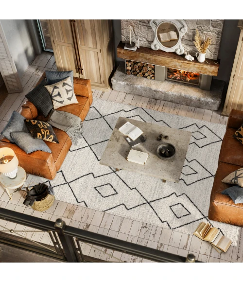 Alia Moroccan Beni Souk Cream/Black 5 ft. x 8 ft. Area Rug