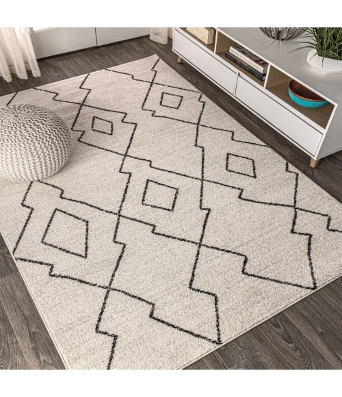 Alia Moroccan Beni Souk Cream/Black 5 ft. x 8 ft. Area Rug