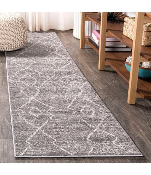 Alia Moroccan Beni Souk Gray/Cream 2 ft. x 8 ft. Runner Rug
