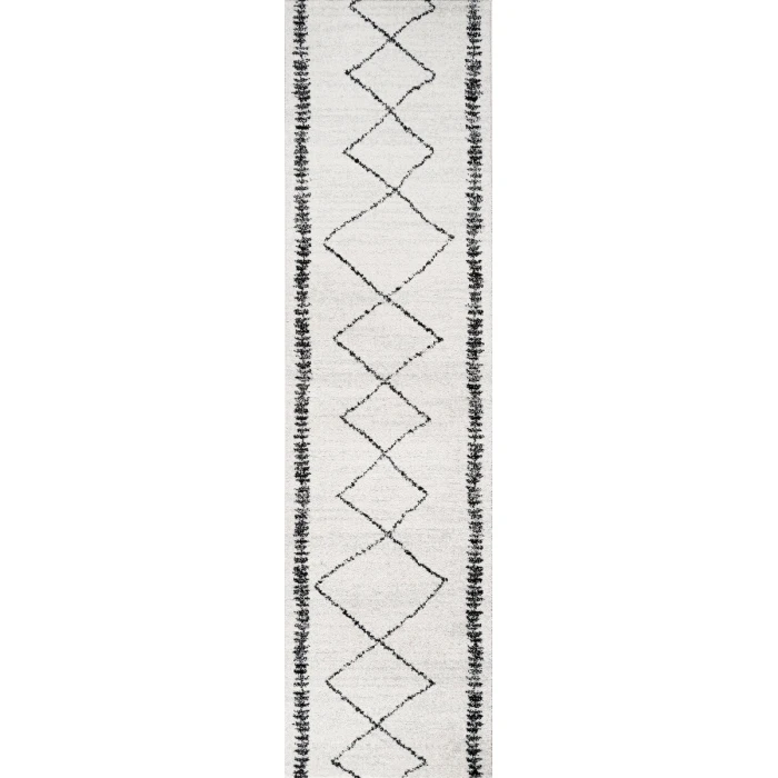 Zaina Moroccan Beni Souk Cream/Black 2 ft. x 8 ft. Runner Rug