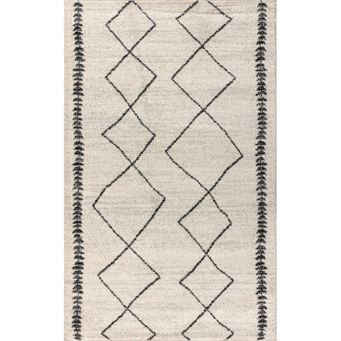 Zaina Moroccan Beni Souk Cream/Black 3 ft. x 5 ft. Area Rug