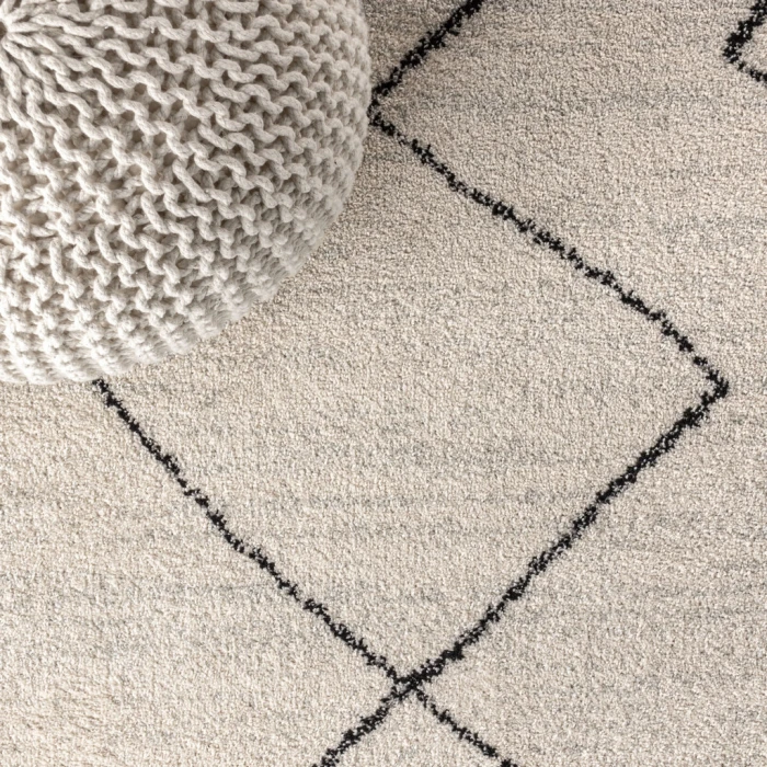 Zaina Moroccan Beni Souk Cream/Black 3 ft. x 5 ft. Area Rug