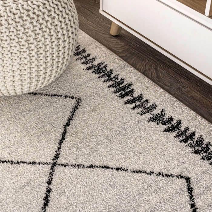 Zaina Moroccan Beni Souk Cream/Black 3 ft. x 5 ft. Area Rug