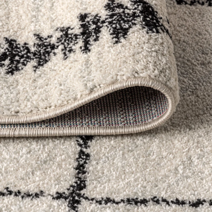 Zaina Moroccan Beni Souk Cream/Black 2 ft. x 8 ft. Runner Rug