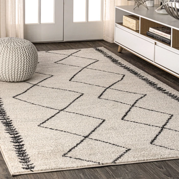 Zaina Moroccan Beni Souk Cream/Black 3 ft. x 5 ft. Area Rug