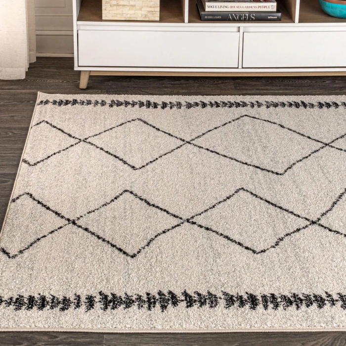 Zaina Moroccan Beni Souk Cream/Black 3 ft. x 5 ft. Area Rug