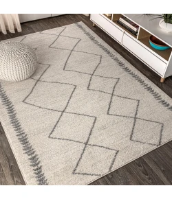 Jonathany Moroccan Hype MOH203B Cream/Gray Area Rug 4 ft. X 6 ft. Rectangle