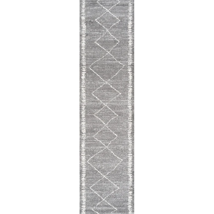 Zaina Moroccan Beni Souk Gray/Cream 2 ft. x 8 ft. Runner Rug