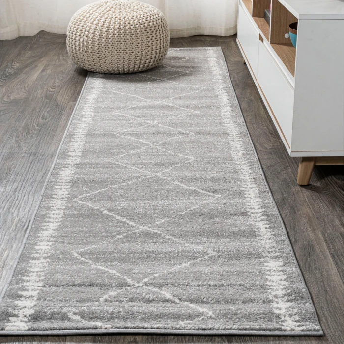 Zaina Moroccan Beni Souk Gray/Cream 2 ft. x 8 ft. Runner Rug