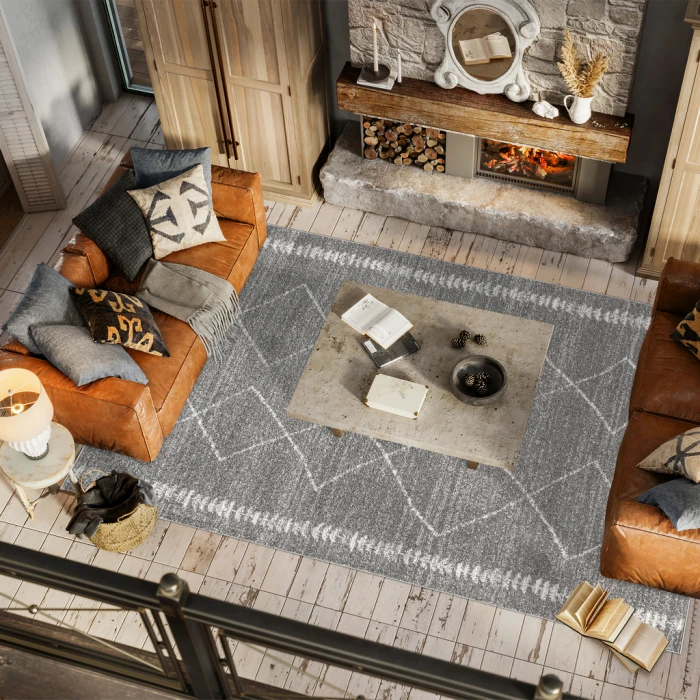Zaina Moroccan Beni Souk Gray/Cream 5 ft. x 8 ft. Area Rug