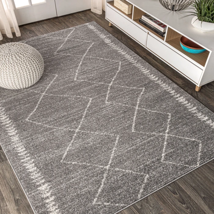 Zaina Moroccan Beni Souk Gray/Cream 5 ft. x 8 ft. Area Rug